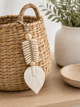 Shell & Macrame Feather Keyring