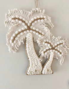Double Palm Tree Wall Hanging - White