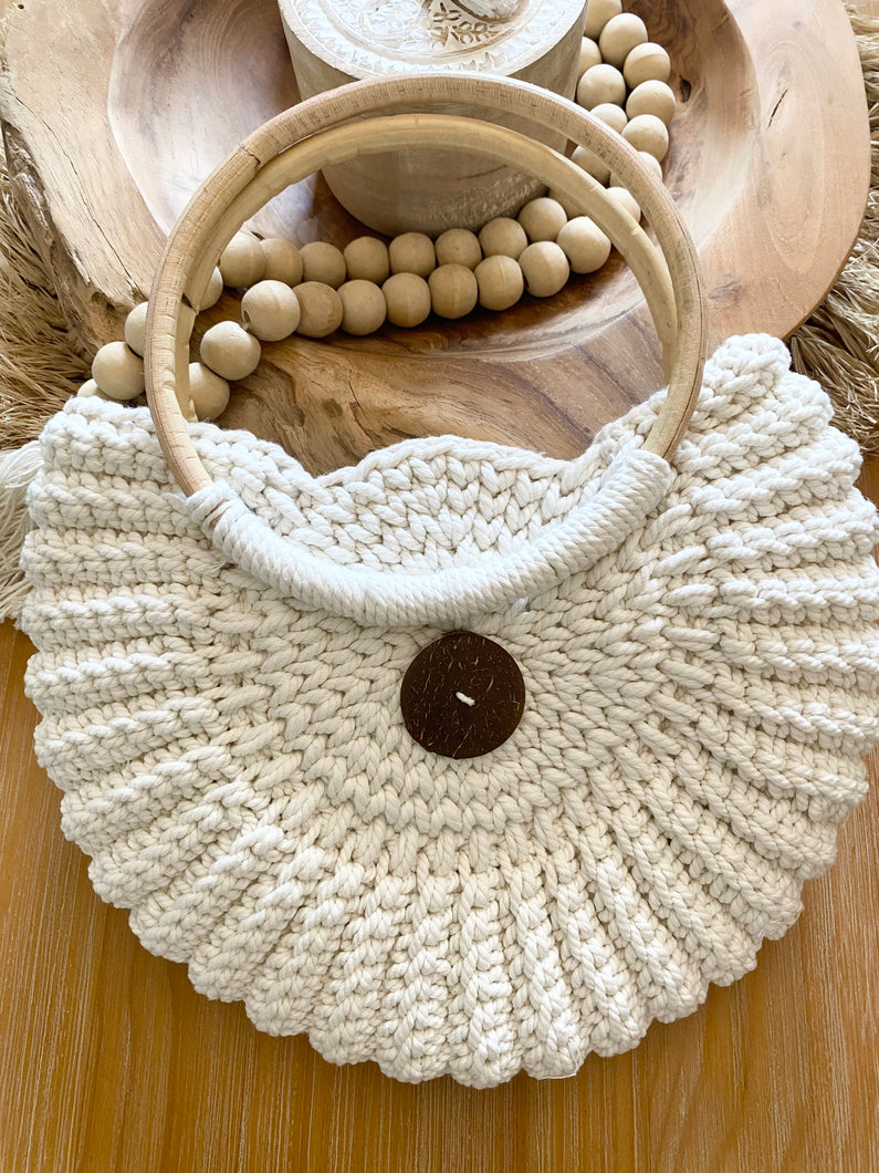 Macrame Handbag with Timber Handle