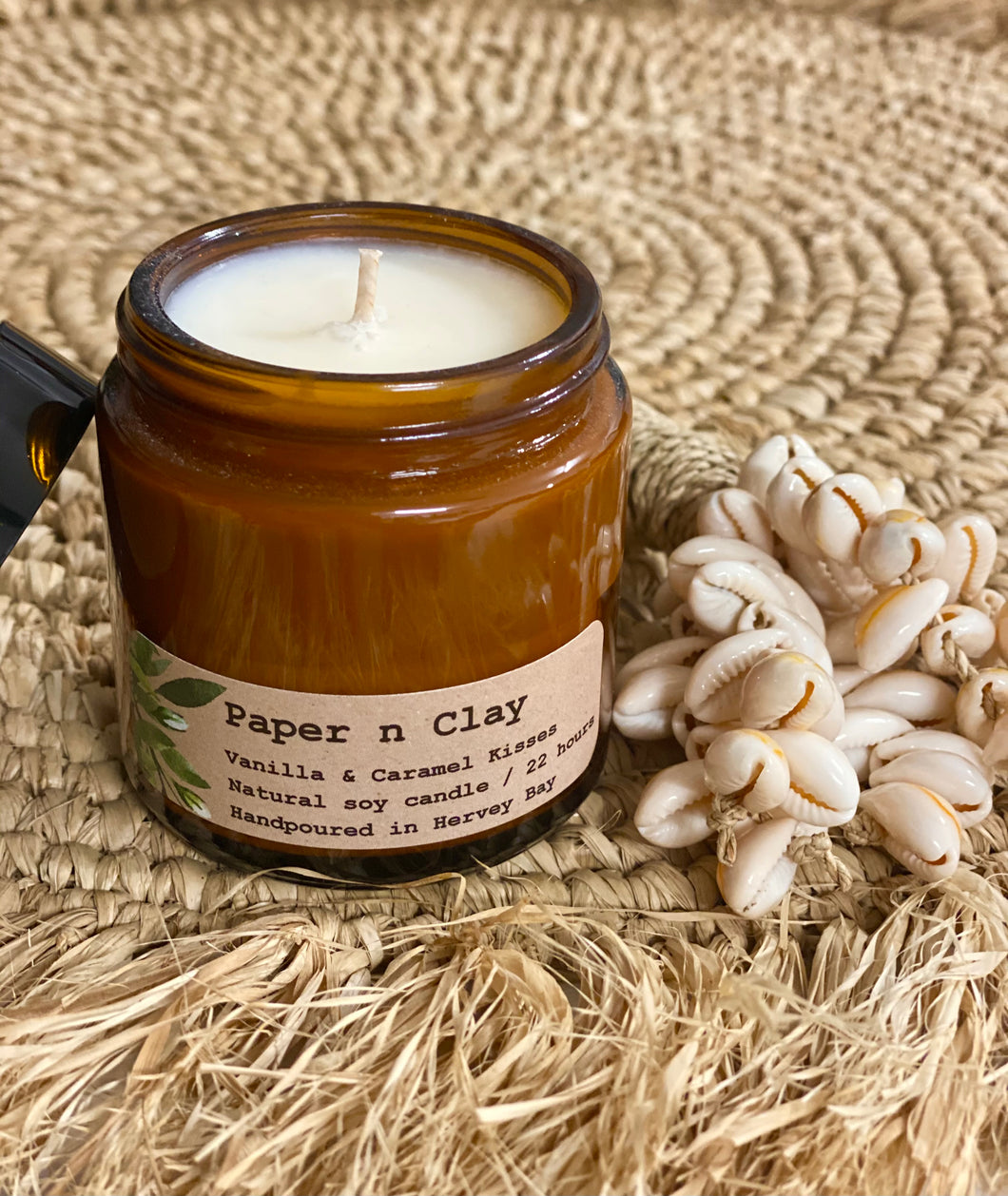 Candle Natural Soy Wax - Small Amber Jar