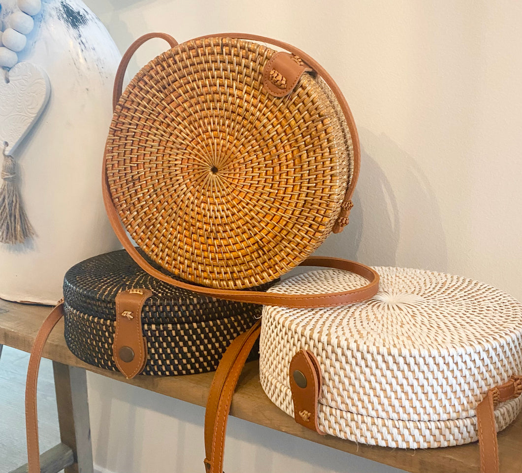 Round Rattan Handbag